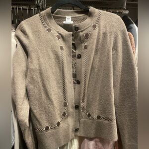 Hermes taupe cardigan size 36